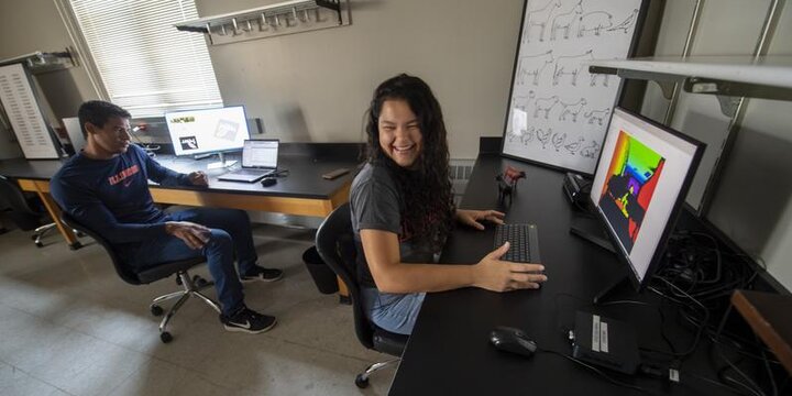 Student working on a computer