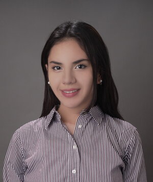 dark haired girl in striped shirt