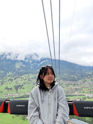 girl student outside mountain photo